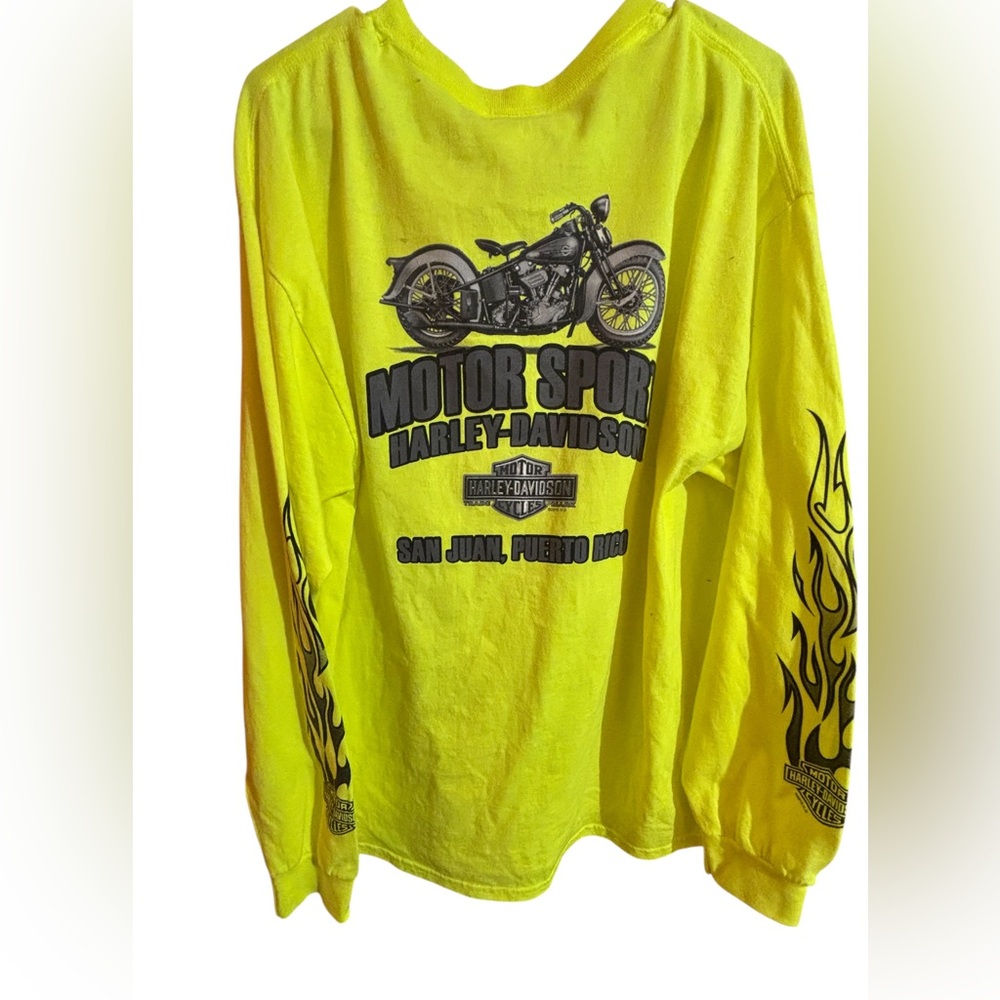 Men's Harley-Davidson Bright Yellow Graphic Long Sleeve Puerto Rico Tee size Xl